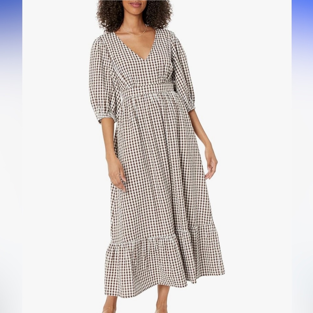 100% cotton gingham midi dress